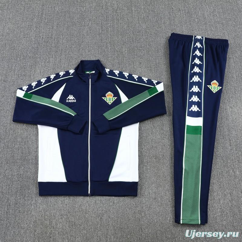 26/27 Real Betis x Kappa Navy Blue  Full Zipper Jacket Tracksuit + Long Pants