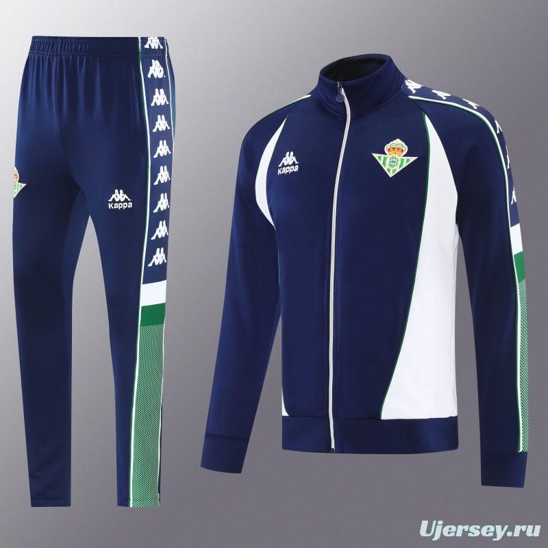 26/27 Real Betis x Kappa Navy Blue  Full Zipper Jacket Tracksuit + Long Pants