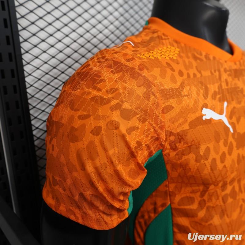 2026 Player Version Ivory Coast Orange with Leopard Pattern Jersey
