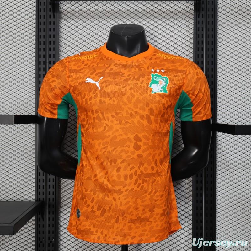 2026 Player Version Ivory Coast Orange with Leopard Pattern Jersey