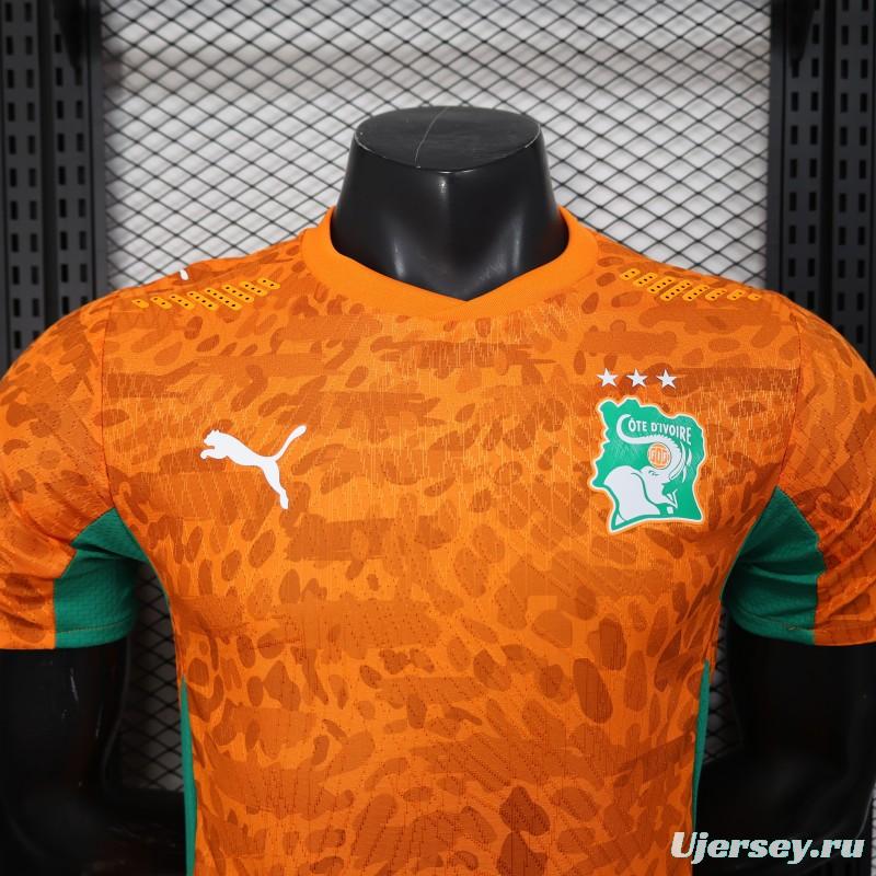 2026 Player Version Ivory Coast Orange with Leopard Pattern Jersey