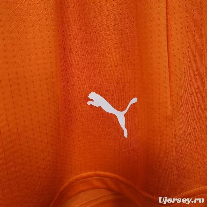 2026 Player Version Ivory Coast Orange with Green Side Panels Shorts