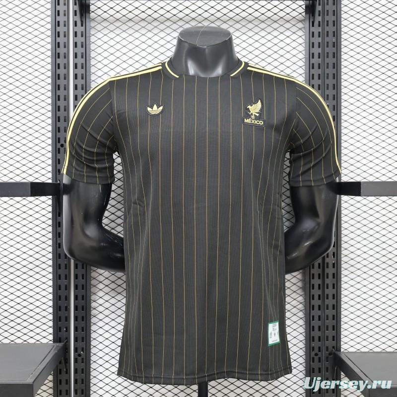 2026 Player Version Mexico Black with Gold Pinstripes Jersey