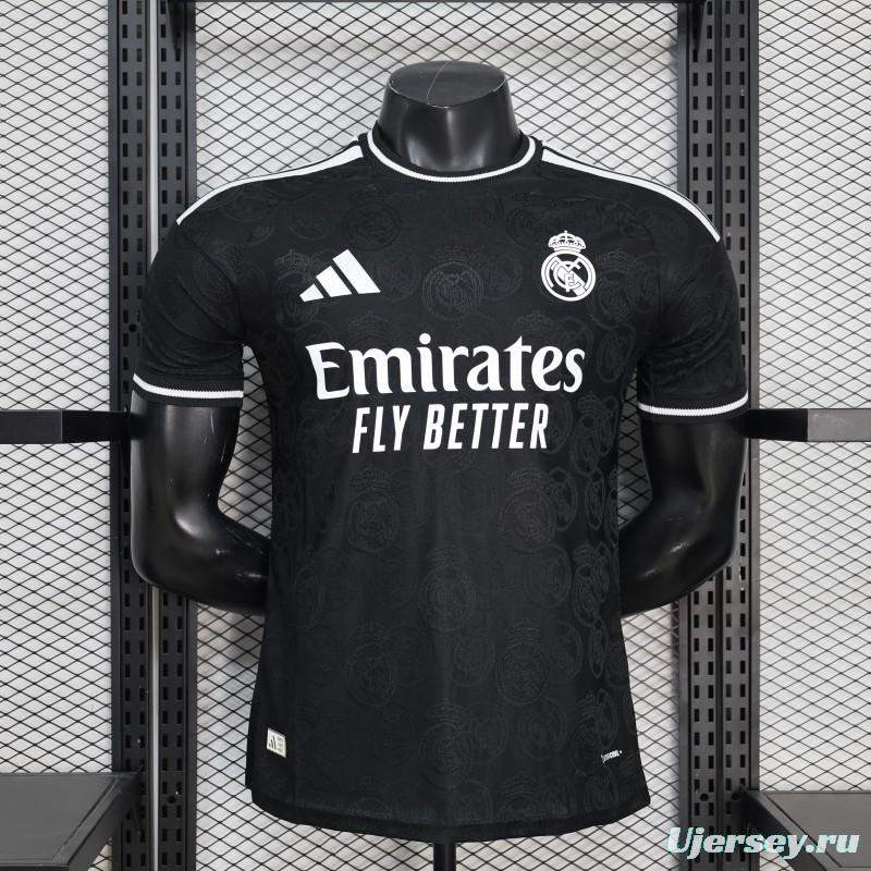 25/26 Player Version Real Madrid Black with Subtle Crest Pattern Jersey