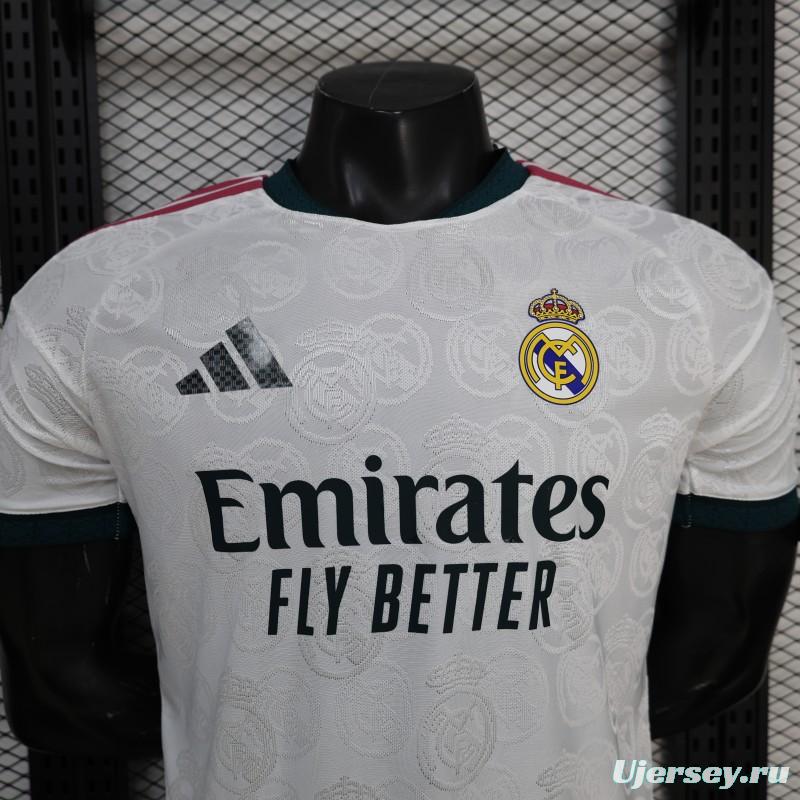 25/26 Player Version Real Madrid White with Subtle Crest Pattern Jersey