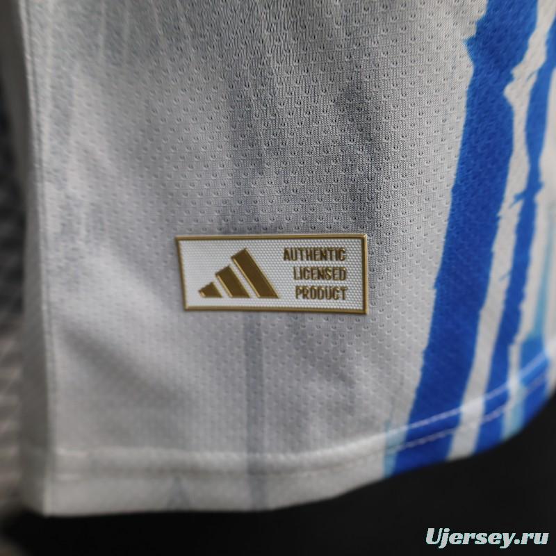 2026 Player Version Argentina White and Light Blue with Brushstroke Stripes Jersey