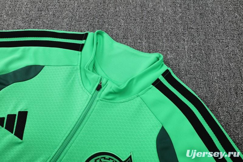 26/27  Mexico Green Half Zipper Jacket Tracksuit  + Long Pants