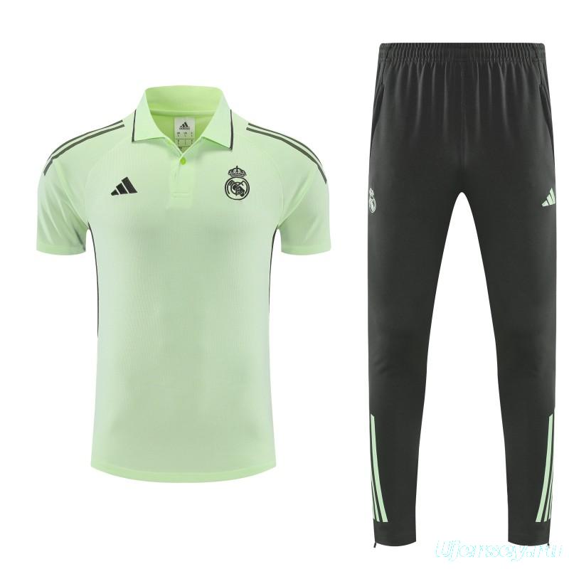 26/27 Real Madrid Light Green  Polo Training Shirt + Long Pants Tracksuit