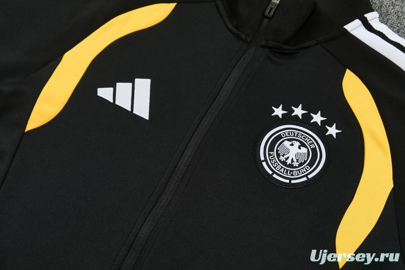 26/27 Germany  Black Full Zipper Jacket Tracksuit + Long Pants