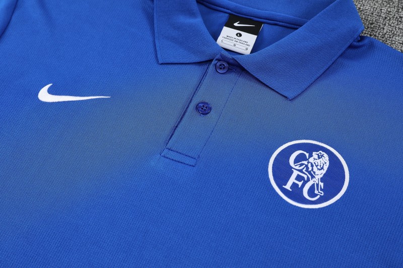 26/27  Chelsea Blue Polo Training Shirt + Black  Long Pants Tracksuit