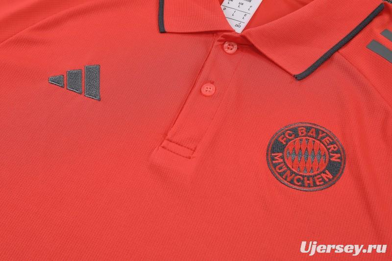 26/27  Bayern Munich Red Polo Training Shirt +Grey  Long Pants Tracksuit