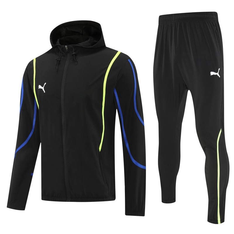 26/27 Puma Black Full Zipper Hooded Jacket Tracksuit + Long Pants