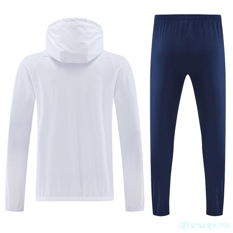 26/27 Nike White Full Zipper Hooded Jacket Tracksuit +Black Long Pants