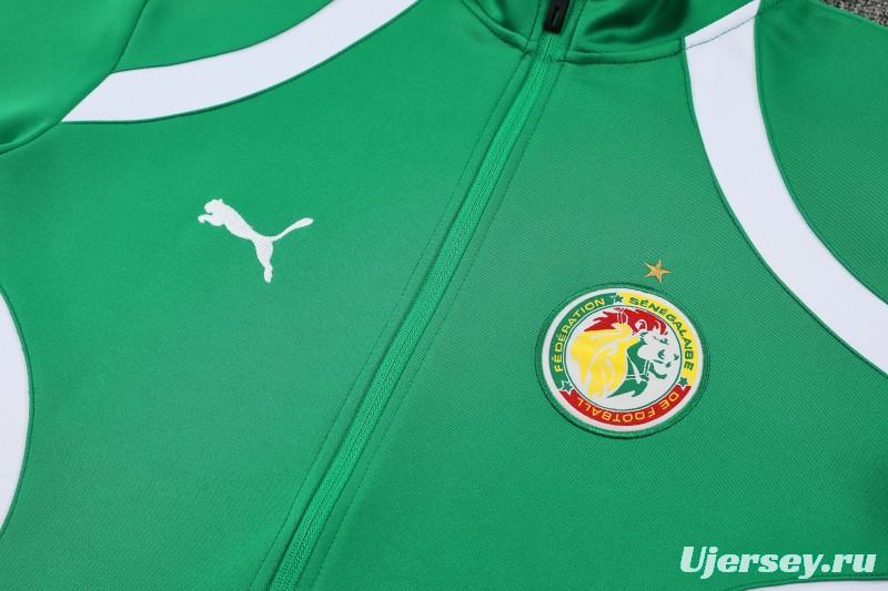 26/27 Senegal Green & White  Full Zipper Jacket Tracksuit + Long Pants