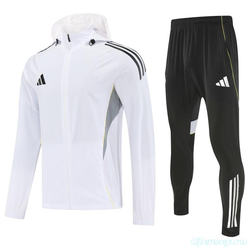 26/27 Adidas White Full Zipper Hooded Jacket Tracksuit + Long Pants