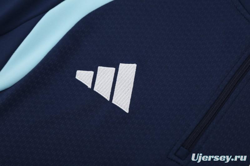 26/27  Argentina Navy Blue  Half  Zipper Jacket Tracksuit + Long Pants