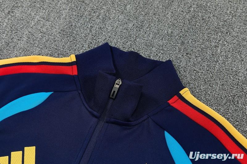 26/27 Spain Navy Blue Full Zipper Jacket Tracksuit + Long Pants