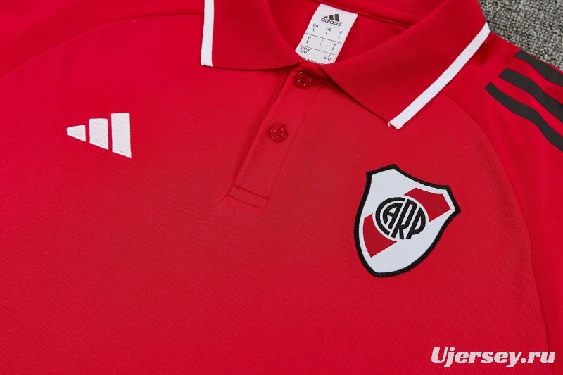 26/27 River Plate Red Polo Training Shirt + Long Pants Tracksuit