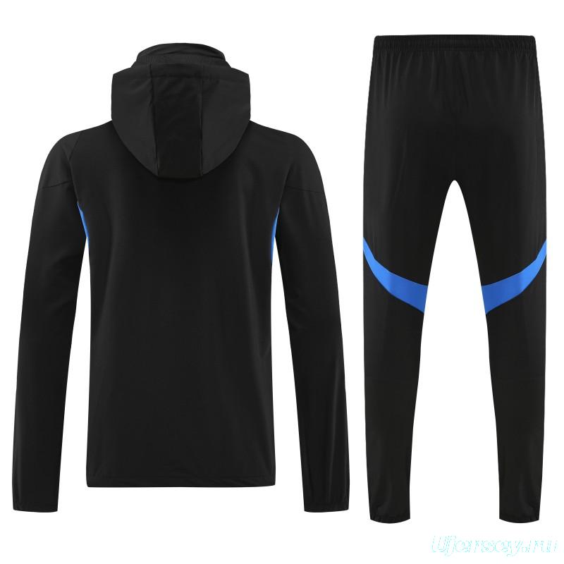 26/27 Adidas Black With Yellow logo Full Zipper Hooded Jacket Tracksuit + Long Pants