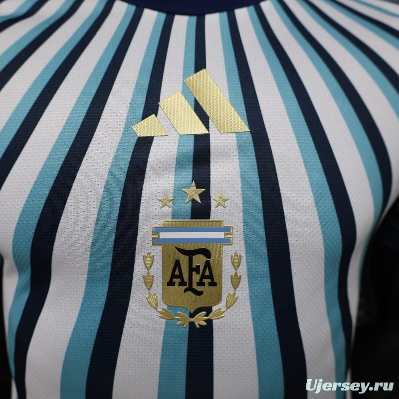 Player Version 2026 Argentina White Light Blue Dark Blue Radial Stripe Special Edition Jersey