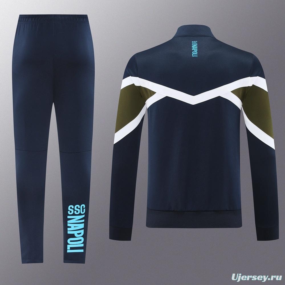 26/27 Napoli Navy Blue  Full Zipper Jacket Tracksuit + Long Pants