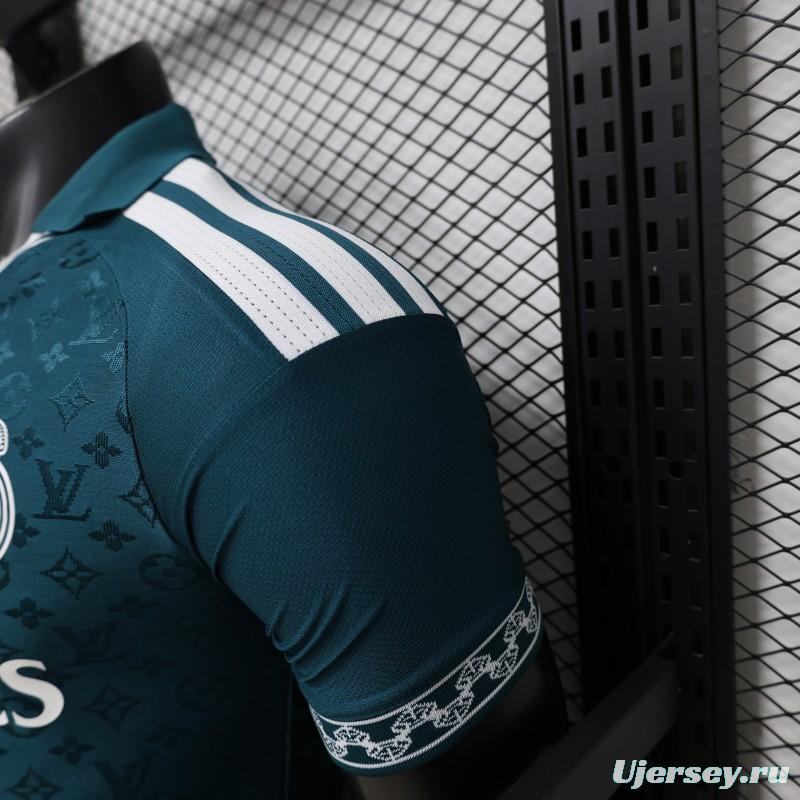 Player Version 2026 Real Madrid × Louis Vuitton Teal LV Monogram Adidas Collab Special Edition Jersey