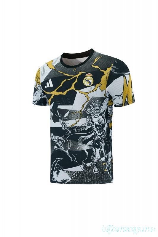 26/27  Real Madrid Black x Marvel  Short Sleeve+Soccer Shorts