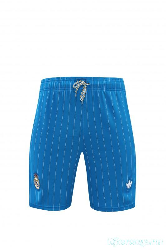 26/27 Real Madrid  Blue Pinstripe  Short Sleeve+Soccer Shorts