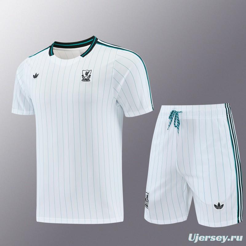 26/27  Liverpool White Short Sleeve+Soccer Shorts