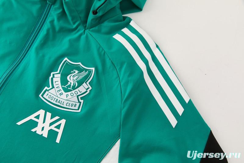 26/27 Liverpool Green Full Zipper Hooded Jacket Tracksuit + Black Long Pants