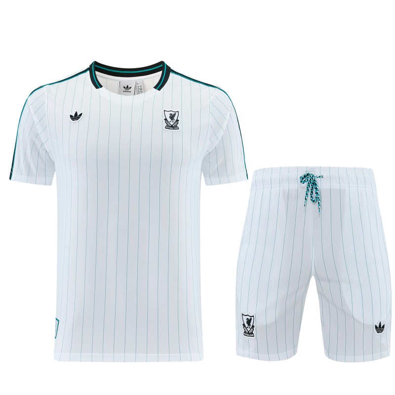 26/27  Liverpool White Short Sleeve+Soccer Shorts