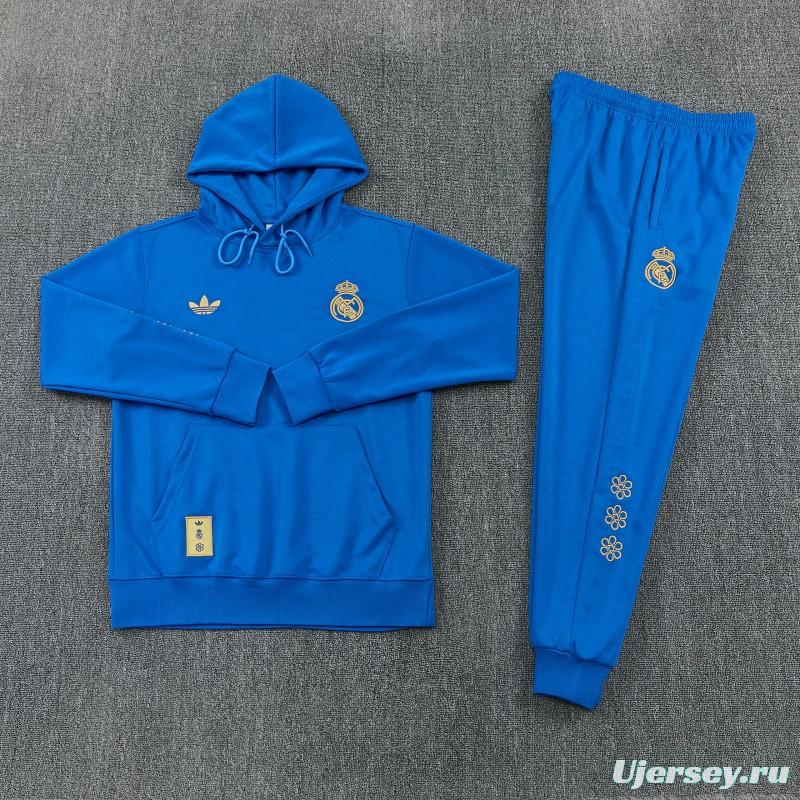 26/27 Real Madrid Royal Blue Pullover Hooded Tracksuit + Long Pants
