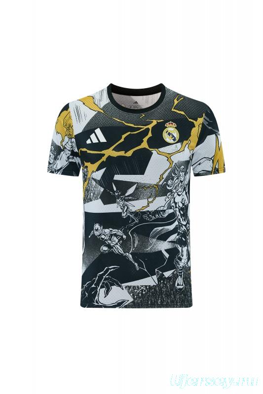 26/27  Real Madrid Black x Marvel  Short Sleeve+Soccer Shorts