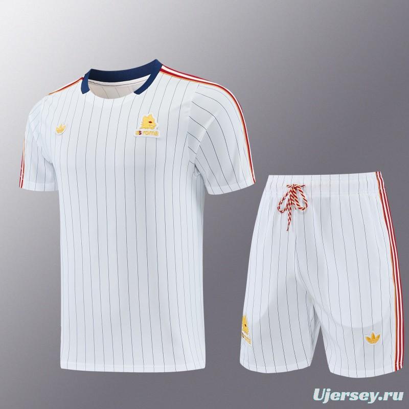 26/27 AS Roma White Short Sleeve+Soccer Shorts
