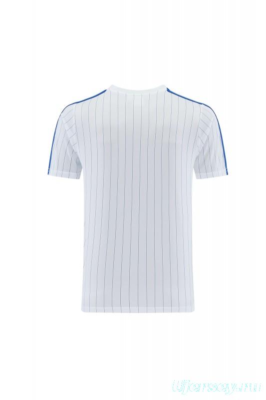 26/27 Chelsea FC White Stripes Short Sleeve+Blue Soccer Shorts