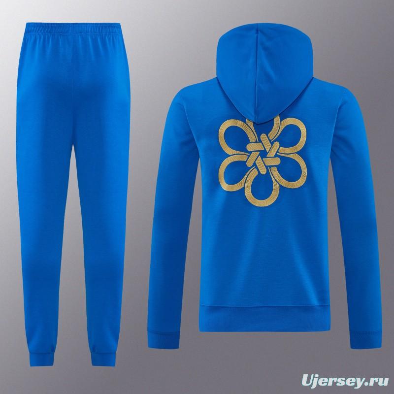 26/27 Real Madrid Royal Blue Pullover Hooded Tracksuit + Long Pants