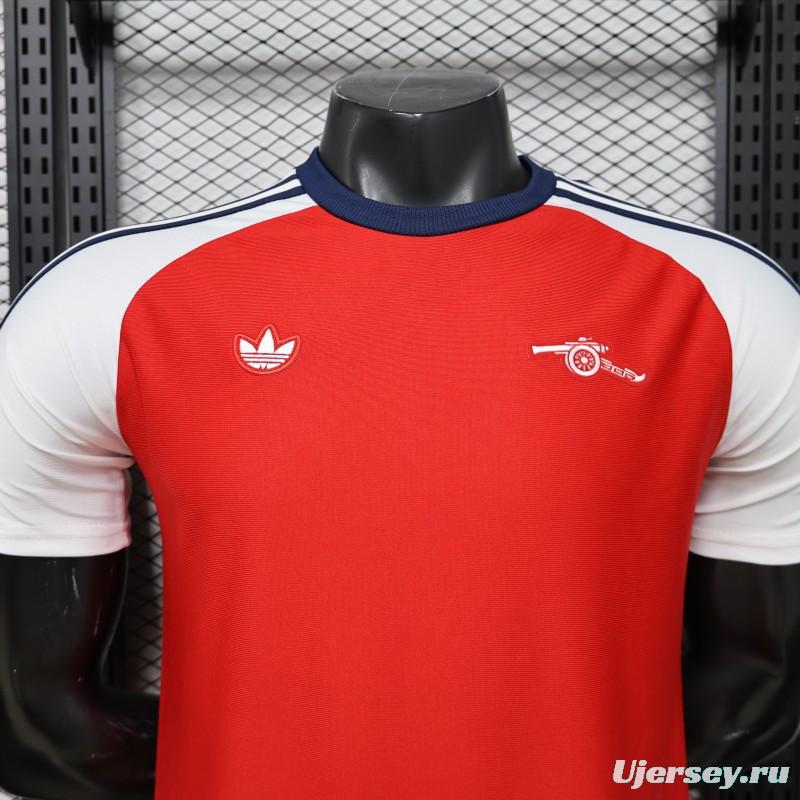Player Version 2026  Arsenal x Adidas Originals Red with White Raglan Sleeve Home Jersey