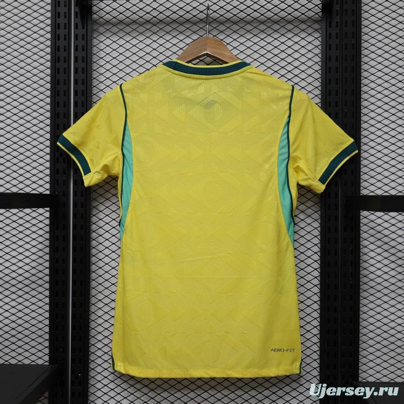 Player Version Women 2026  Brazil Yellow with Green Home Jersey