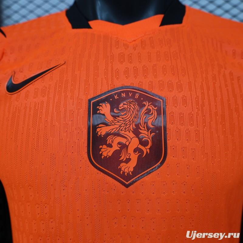 Player Version 2026 Netherlands Orange with Black Side Panel Home Jersey