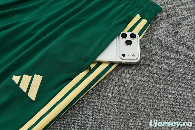 2026 Real Madrid Green & Cream  Half Zipper Jacket Tracksuit + Long Pants