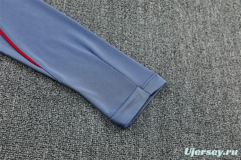 2026 England Grey Half Zipper Jacket Tracksuit + Navy  Blue Long Pants (Nike)