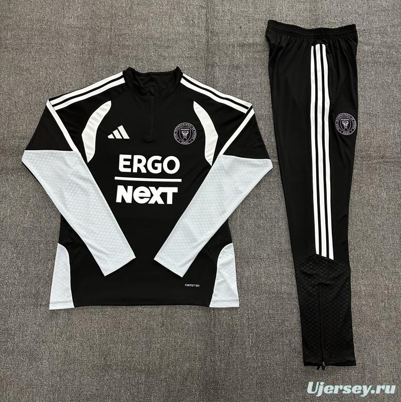 2026 Kids Inter Miami CF Black & White Half Zipper Jacket Tracksuit + Long Pants