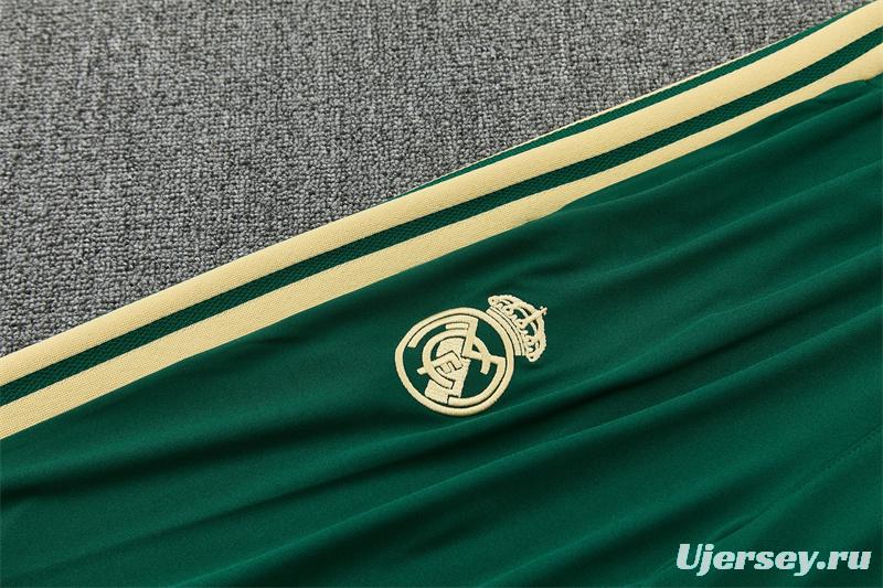 2026 Real Madrid Green & Cream  Half Zipper Jacket Tracksuit + Long Pants