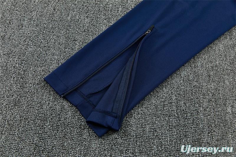 2026 England Grey Half Zipper Jacket Tracksuit + Navy  Blue Long Pants (Nike)