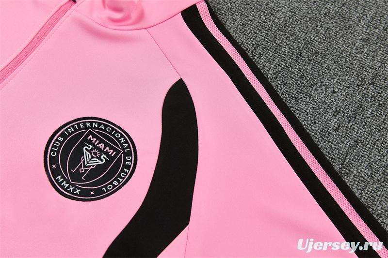 2026 Inter Miami CF Pink  Half Zipper Jacket Tracksuit + Black Long Pants