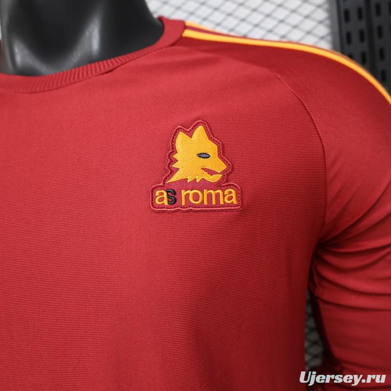 Player Version 2026 AS Roma Deep Red  84/85 Vintage Remake  Long Sleeve Home Jersey