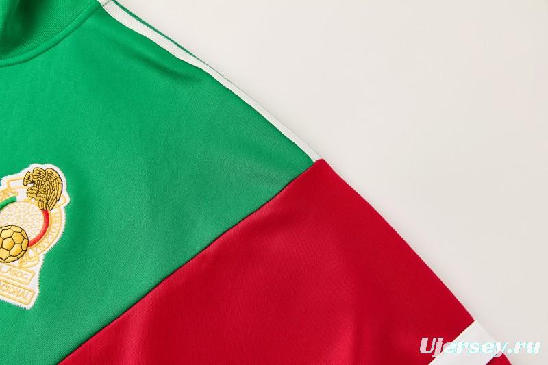 2026/27 Mexico  Green & Red Retro Full Zipper Jacket Tracksuit + Long Pants (Adidas Originals)