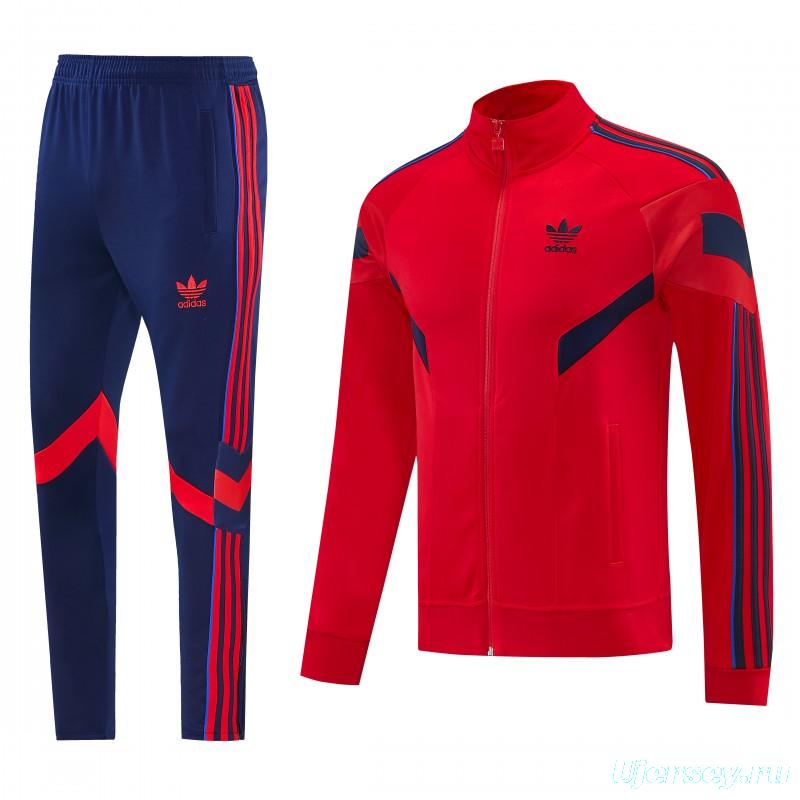 2026/27 Adidas Originals Red  Full Zipper Jacket Tracksuit + Navy Blue Long Pants