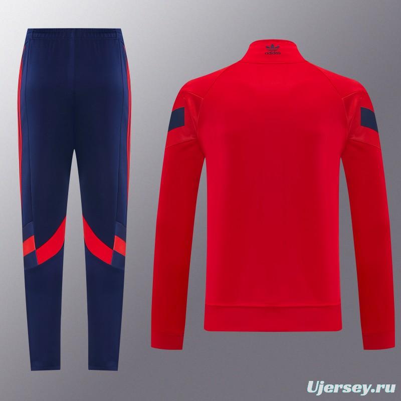 2026/27 Adidas Originals Red  Full Zipper Jacket Tracksuit + Navy Blue Long Pants