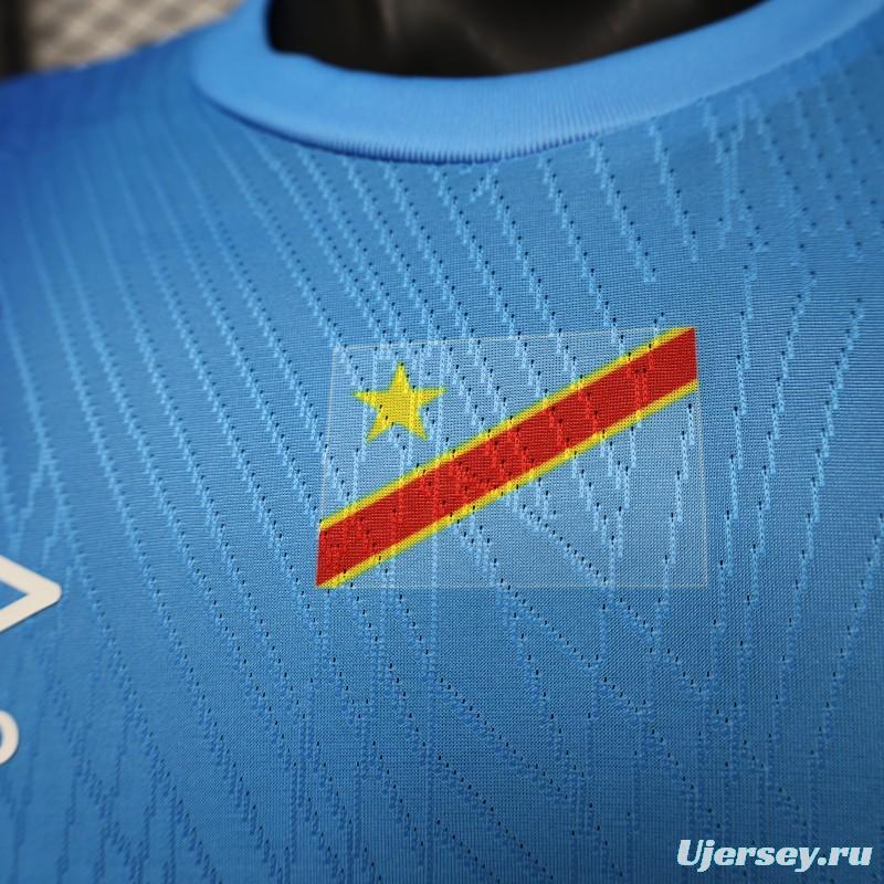 Player Version 26/27 DR Congo  Sky Blue & Red  Home Jersey